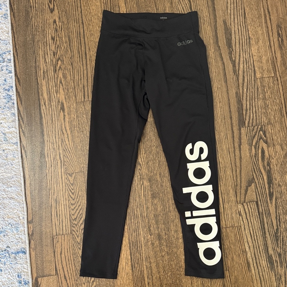 Adidas Black and White Logo Leggings
